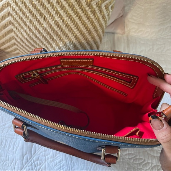 NWT Dooney & Burke Zip Zip Satchel in Blue/Tan - Picture 5 of 9